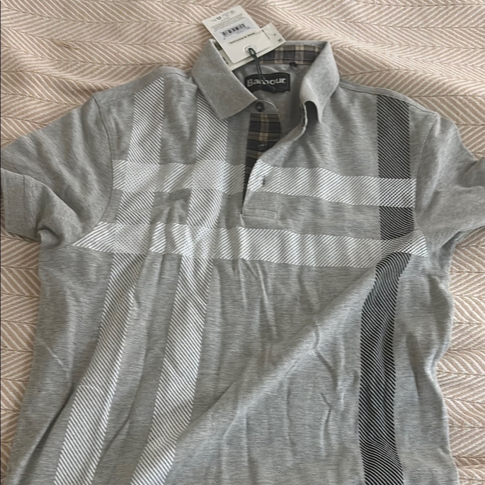 barbour and Black Striped Polo Shirt